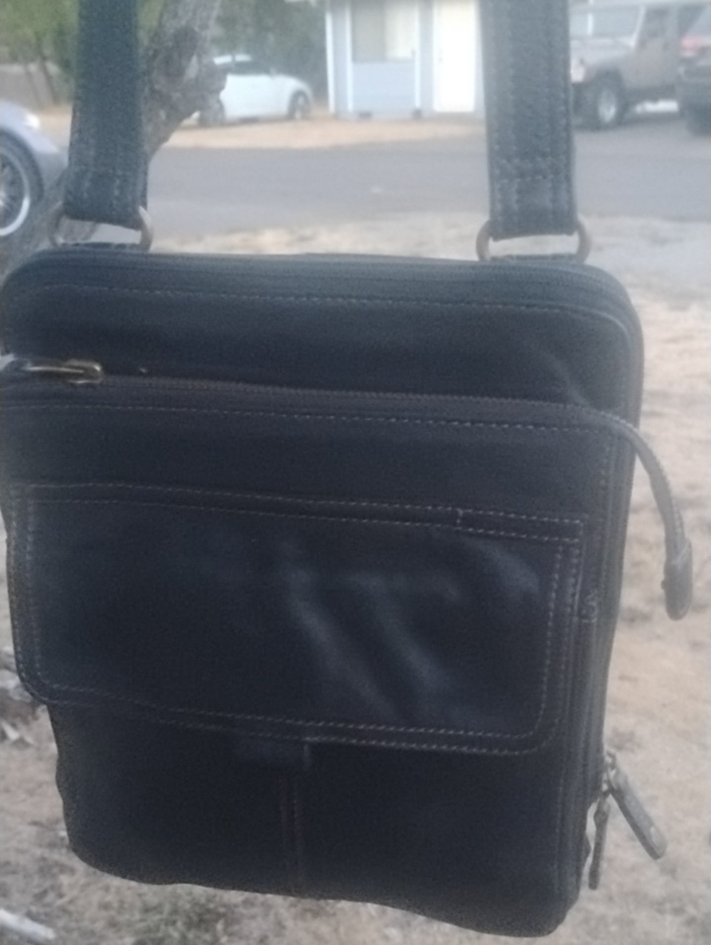 Fossil Black Leather Crossbody Shoulder Bag